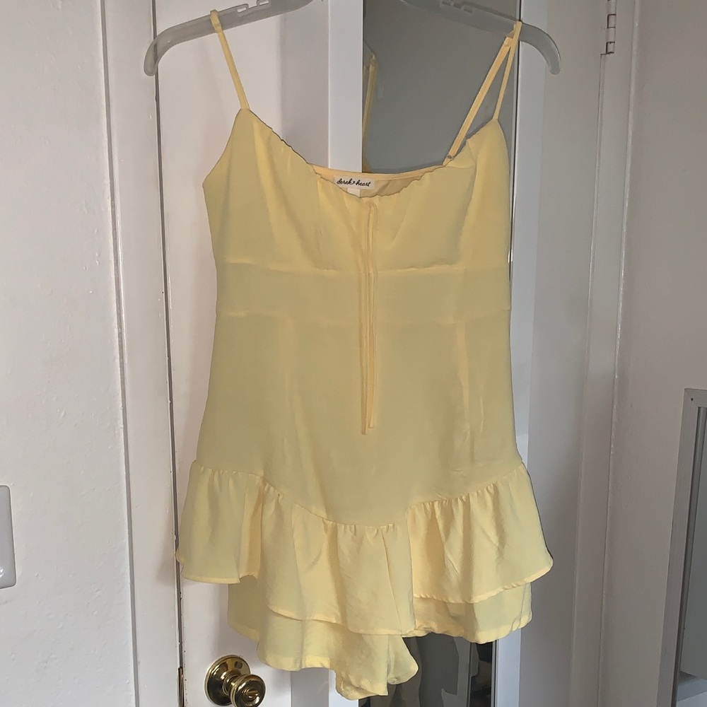 Derek Heart Light Yellow Ruffle Romper